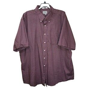 L. L. Bean Men’s Button-down Shirt SS Cotton Gingham Burgundy XXL